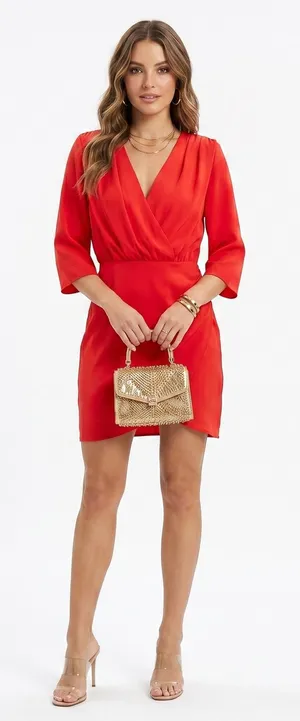 Amanda Uprichard Red Surplice Ruched V-Neck Mini Dress Size Small Tulip‎ Skirt thumbnail 1