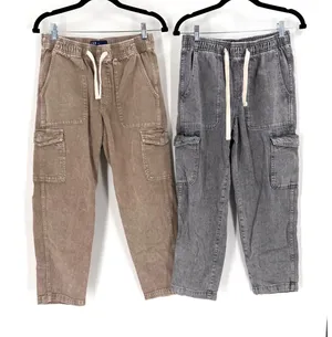 Gap Easy Jean Cargo Pants Women XS Brown Grey 2 Pack Elastic‎ Waist Gorpcore thumbnail 1