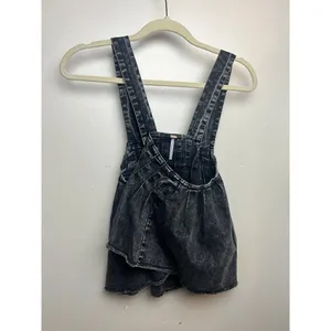 NWT Free People Marina Denim Top in Washed Black Sz. XS thumbnail 6