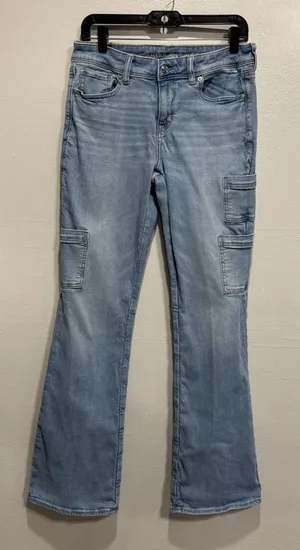 American Eagle Jeans Mid Rise Kick Boot Stretch Cargo Pockets Womens 8 L 30x33.5 thumbnail 1