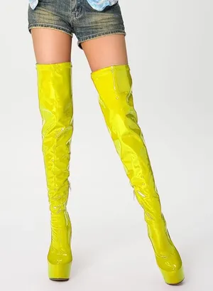 Over the Knee Boots,Women's Thigh High boots Stiletto Heel Zipper Round Toe Boots Unisex Party Boots thumbnail 1