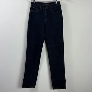 Lioness Alabama Split Hem Dark Wash Straight Leg‎ Denim Jeans Size XS thumbnail 3