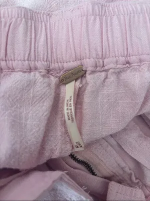 Free People Lotta Love Linen Trousers Pink Rose Size 10 thumbnail 7
