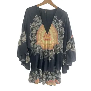 ✨Free People Sunset Dreams Printed Bell-Sleeve Sz Medium Tunic✨ thumbnail 7