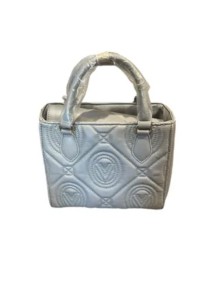 Valentino Orlando Grey Quilted Monogram Satchel Tote Strap Bag Charm V-2012 NWT thumbnail 2