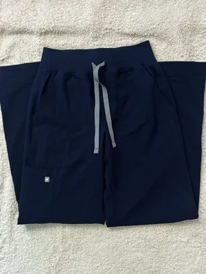 FIGS Womens Isabel High-Rise Wide-Leg Scrub Pant Navy Blue Size XXS/P thumbnail 3