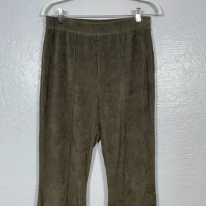 Aerie Women M Reg Olive Green Corduroy Ribbed Flare Pants Festival Boho Lounge thumbnail 3