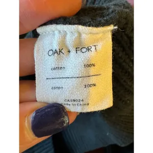 Oak + Fort Sweater Women XS Washed Black Ribbed Knit Cotton Crew‎ Neck Pullover thumbnail 8