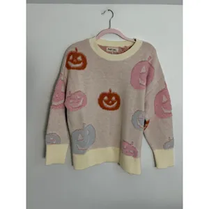 Peach Love Harvest Is Here Cream Pumpkin Sweater NWOT size small thumbnail 3