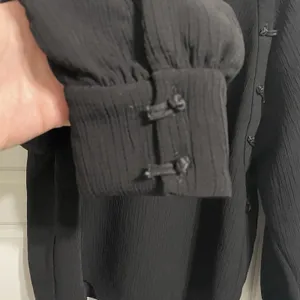 ZARA Black Mandarin Collar Button Front Long‎ Sleeve Blouse Women Size M thumbnail 6