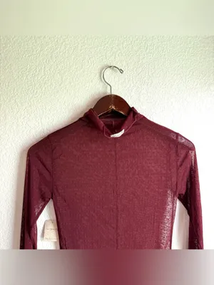 NWT Free People Womens Shirt Sheer Dotted Long Sleeve High Neck Size Small thumbnail 4