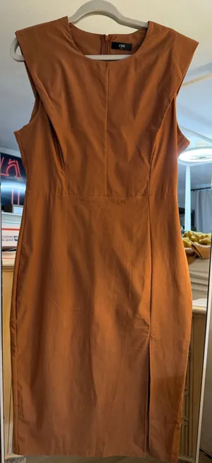 NEW Camel Brown CBR Sleeveless Sheath Midi Dress XL thumbnail 1