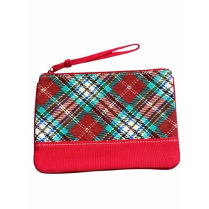 Lands End Red Plaid Fabric Wristlet‎ thumbnail 5