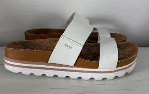 Reef Cushion Vista Hi Platform Sandals White Tan Women’s Size 9 thumbnail 1