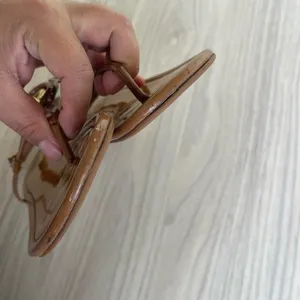 Tory Burch Tan Leather Sandals with Gold Emblem thumbnail 7