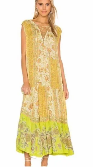FREE PEOPLE Hanalei Bay Dress in Yellow Combo Small thumbnail 6