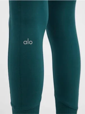 Lululemon Alo yoga High-Waist Alosoft Lounge Leggings midnight green large ribbed waist thumbnail 4