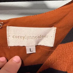 Corey Lynn Calter Size L Rust Brown Abstract Cutout Sleeveless Midi Dress thumbnail 2