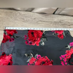 Anthropologie Ettwa Burnout Velvet Jumpsuit Black Red Floral Wide Leg‎ small thumbnail 6