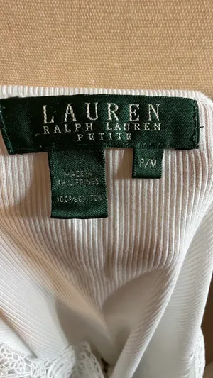 Lauren Ralph Lauren Cream Lace-Trim Ribbed Scoop Neck Long Sleeve thumbnail 5