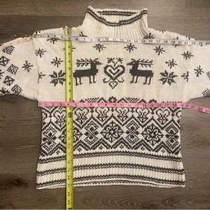 Chunky Knit Christmas Reindeer Fair Isle Sweater Size Small Vintage Glenover thumbnail 11