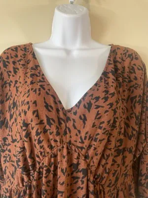 Ava & Viv A-Line Dress Size 2XL Brown Empire Waist Cut 3/4 Sleeve‎ Pullover Boho thumbnail 8