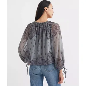 LOFT Paisley Off Shoulder Blouse NWT‎ XL Ruffle Neck Boho Romantic Top thumbnail 11