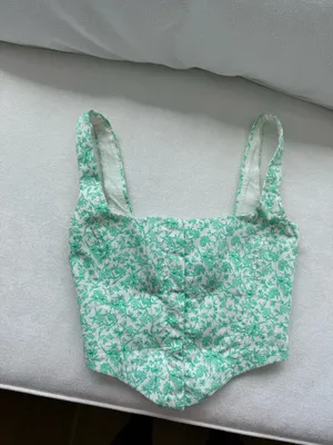 Zara Corset Floral Crop Top thumbnail 3