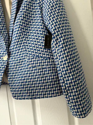 NWT The Limited Blue White Woven Blazer Jacket XL thumbnail 3