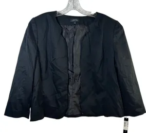 Tahari‎ Arthur S Levine Glenda Black Open Front Blazer Jacket Womens Size 16 NEW thumbnail 1