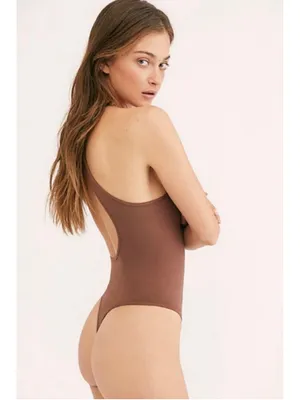 Free People One Shoulder Bodysuit Women's Size M Seamless No Excuse Brown NWT thumbnail 7