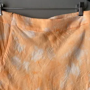 Free People sz 10 orange white mini flareBoho hippie skirt‎ thumbnail 8