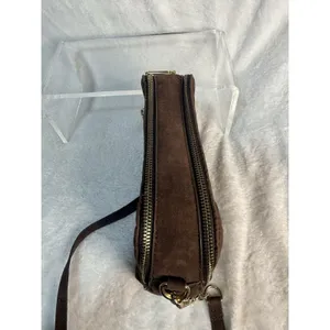 ALDO Women’s Brown Quilted Chevron Crossbody Bag Gold Chain Double Zip Strap thumbnail 5