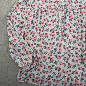 LOFT Women's Medium Floral Dotted Blouse Ruffle Neck Long Sleeve Button Top thumbnail 5