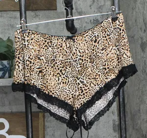 NEW INC International Concepts Lace-Trim Short Pajama Shorts Cheetah Brown XL thumbnail 1