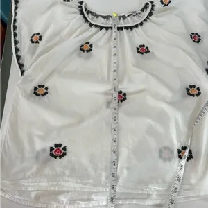 Madewell Embroidered Cross-Stitch Peasant Top White XXS NA322 thumbnail 8