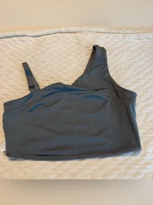 Avia Ribbed Asymmetrical Athletic Workout Top Sports Bra Size Medium Yoga Gray thumbnail 6