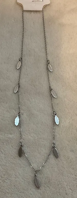 Fashion Jewelry Silver Leaf Station Necklace - Women Jewelry thumbnail 1