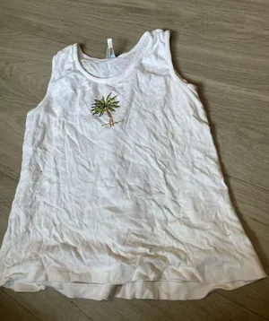 White Tank Top with Palm Tree Embroidery thumbnail 1