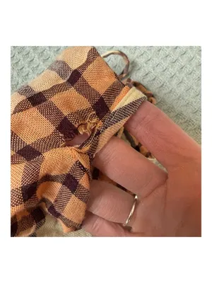 We The Free People Pacific Dawn Plaid Shirt Womens Medium Peach Ivory Boho Top thumbnail 6