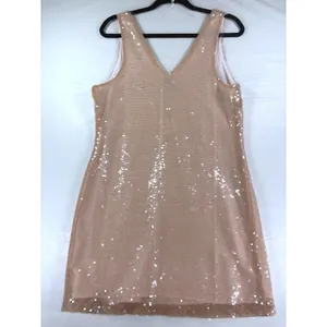 A New Day Women Rose Gold Sequin V-Neck Sleeveless Shift Mini Dress Size S NWT thumbnail 10