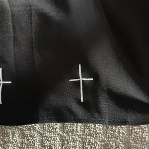 XMM Black Midi Skirt Skort White Crosses Knit Womens Size‎ 1 Goth Retro Gothic thumbnail 3