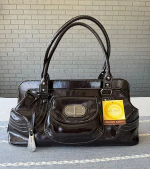 NWT Y2K Franco Sarto Glossy Patent Shoulder Bag in Chocolate Dark Brown Large thumbnail 1