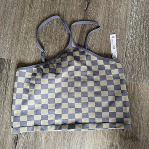 Purple Checker Halter Crop Top thumbnail 1