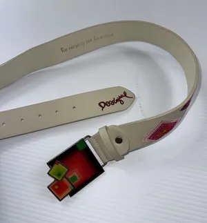 Unique Desigual Authentic White‎ Brightly Embroidered Belt Boho thumbnail 1