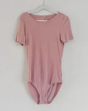 American eagle pink ribbed bodysuit thumbnail 1