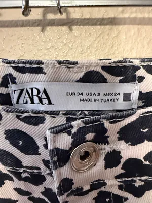 Zara Z1975 Wide Leg Animal Print Jeans Size 2 thumbnail 4