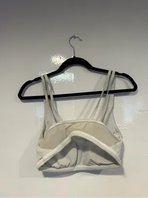 Aerie Offline Ribbed V-Neck Bralette in Cream thumbnail 3