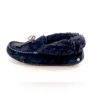 UGG Alena Indoor Outdoor Moccasin Slippers Womens Size 7 Black Suede Sheepskin thumbnail 5