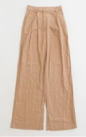 Abercrombie & Fitch Sloane Linen Blend Tan Trousers XS thumbnail 1